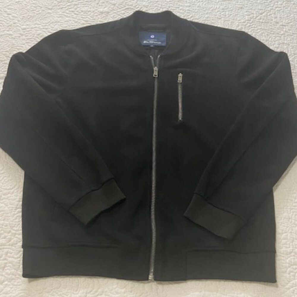 BEN SHERMAN Faux Suede Black Bomber Zip Jacket Size Medium - Picture 4 of 11
